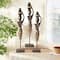 Set of 3 Black Wood Bohemian Sculptures, 23" x 4" x 4"